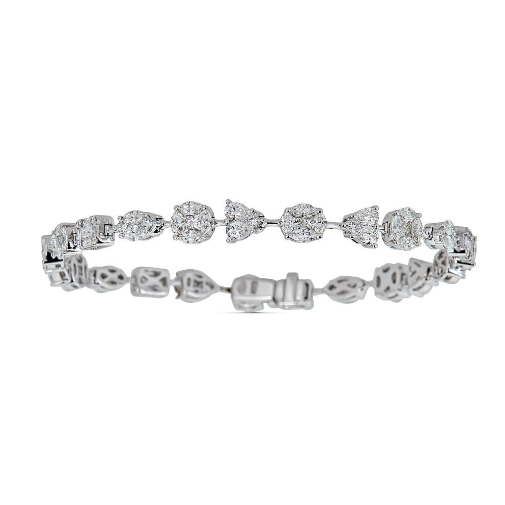 White Gold Moissanite Diamond Bracelet with Fancy Shape Synthetic Diamond  14K Genuine Solid Gold Bracelet for Lovers| Alibaba.com